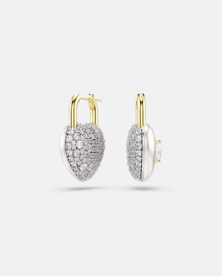 une paire de boucles d'oreilles en or blanc et en or jaune, serties de diamants