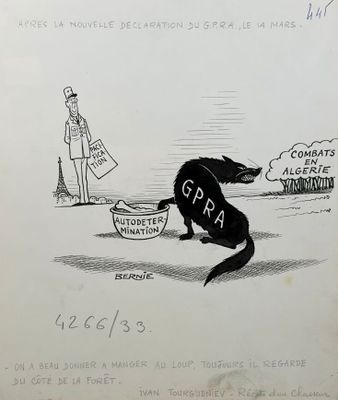 dessin humoristique représentant un chien et un homme avec un seau de nourriture