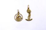 Deux pendentifs en or jaune 750°/°°
Pds 1,54 grs