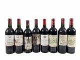 six bouteilles de vin sont alignées dans une rangée