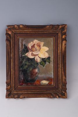 une photo d'un tableau représentant une fleur dans un vase