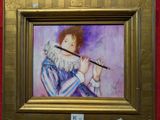 une photo d'un tableau représentant une femme jouant de la flûte