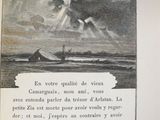 a picture of a book with a picture of a ship in the water