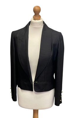 a picture of a black jacket on a mannequin dummy