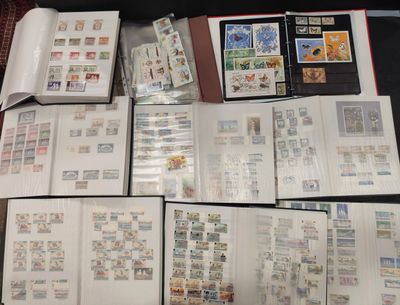 many different types of stamps on a table