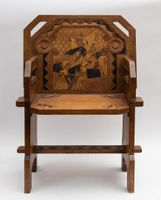 Paul FOUILLEN (1893-1958). Un fauteuil en bois à décor pyrog… (photo 2)