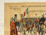 a drawing of a group of men riding on horses