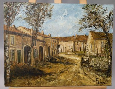 GILLES FABRE (1933-2007) Cour de ferme en Lorraine Huile sur…