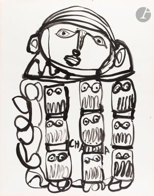 une image représentant le dessin d'une femme portant un chapeau et une écharpe