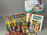the contents of a board game are shown on a table