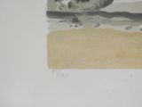 a drawing of a boat in the water on a beach