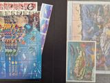a picture of a collection of stamps and a picture of a woman