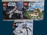 trois sachets de Lego Star Wars sont empilés les uns sur les autres