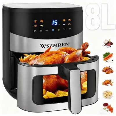 a close up of an air fryer with a turkey in it