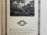 an open book with a picture of a landscape in it
