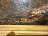 an image of a painting of a mountain scene with a person standing in front of it