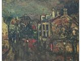 an image of a painting of a cityscape with buildings in the background