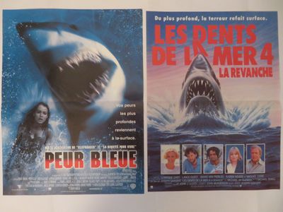 deux affiches de cinéma représentant un requin et un requin dans l'eau