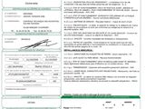 a green and white document with a picture of a person on it