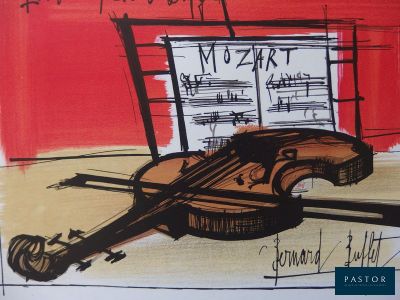 un dessin représentant un violon posé par terre
