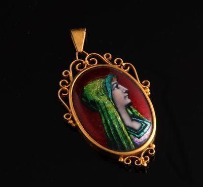 Pendentif de forme ovale à monture en or jaune 18 carats (750 millième - Photo 1