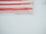 a picture of a red and white painting on a wall