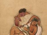 une image représentant un tableau où l'on voit deux femmes assises par terre