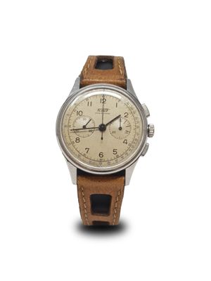 an image of a wrist watch with a brown leather strap