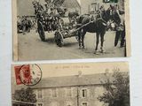 deux photos en noir et blanc représentant un cheval tirant une charrette sur laquelle se trouvent des personnes