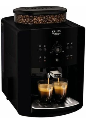 a close up of a coffee machine with two cups of coffee
