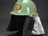 a close up of a helmet on a mannequin head