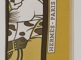 a picture of a brown and white cow on a brown and yellow background