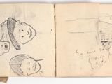 an old book with a drawing of a man and a woman