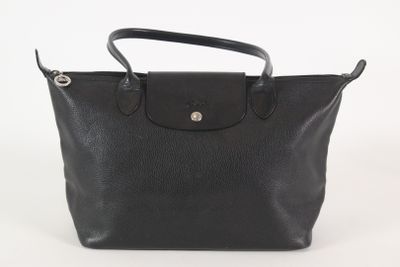 sac cabas Longchamp en cuir noir