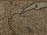 an old map of the country of england with a river running through the middle of it