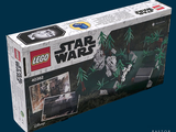 a box of lego star wars items on a blue background