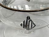a glass bowl with a lid on a white table