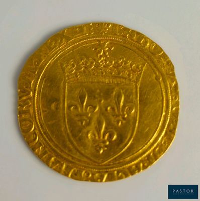 l'image d'une pièce d'or sur laquelle figurent des armoiries