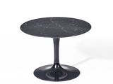 a black table with a marble top on a white background