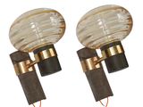 pair of mid - century italian muranono glass and brass sconce wall lights
