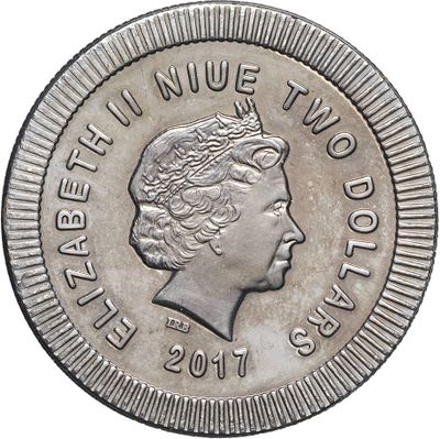 an image of a silver coin with a woman ' s face on it