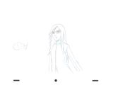 a drawing of a woman with long hair and glasses