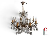 LUSTRE en bronze et pampilles en verre à 8 bras de lumiere. (photo 4)