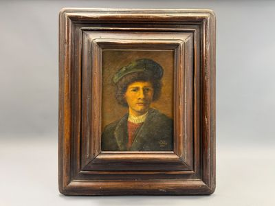 Portrait d'un jeune homme au béret, huile sur toile, XIXe siècle