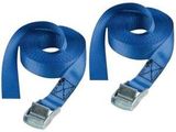 a pair of blue tow straps on a white background