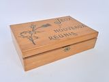 a wooden box that has a picture of a horse on it