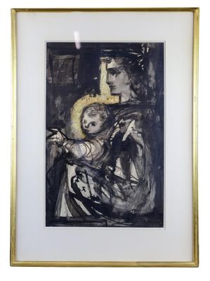 an image of a painting of a woman holding a child