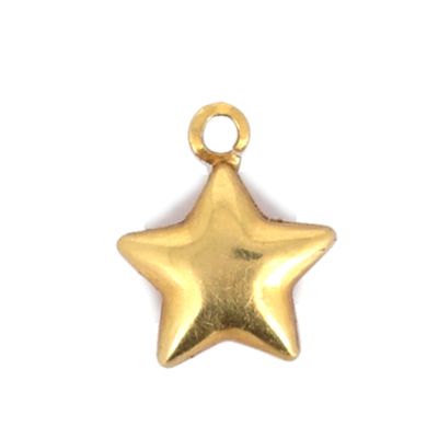 un pendentif en forme d'étoile dorée sur fond blanc