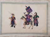 an image of a painting of a man on a horse and a woman on a horse