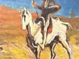 peinture représentant un homme à cheval sur la couverture d'un livre